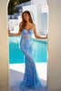 Sequin Print Sleeveless Gown by Juliet JT2886C - Sky Blue / 2 - Long Formal Dresses