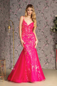 Sequin Print Sleeveless Mermaid Dress by GLS Gloria GL3220 - XS / Hot Pink - Long Formal Dresses
