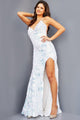 Sequin Print Sleeveless Slit Gown by Jovani 08255 - 00 / White/AB - Long Formal Dresses