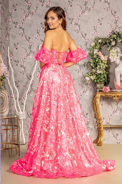 Sequin Print Strapless A-line Slit Gown by GLS Gloria GL3311 - Long Formal Dresses