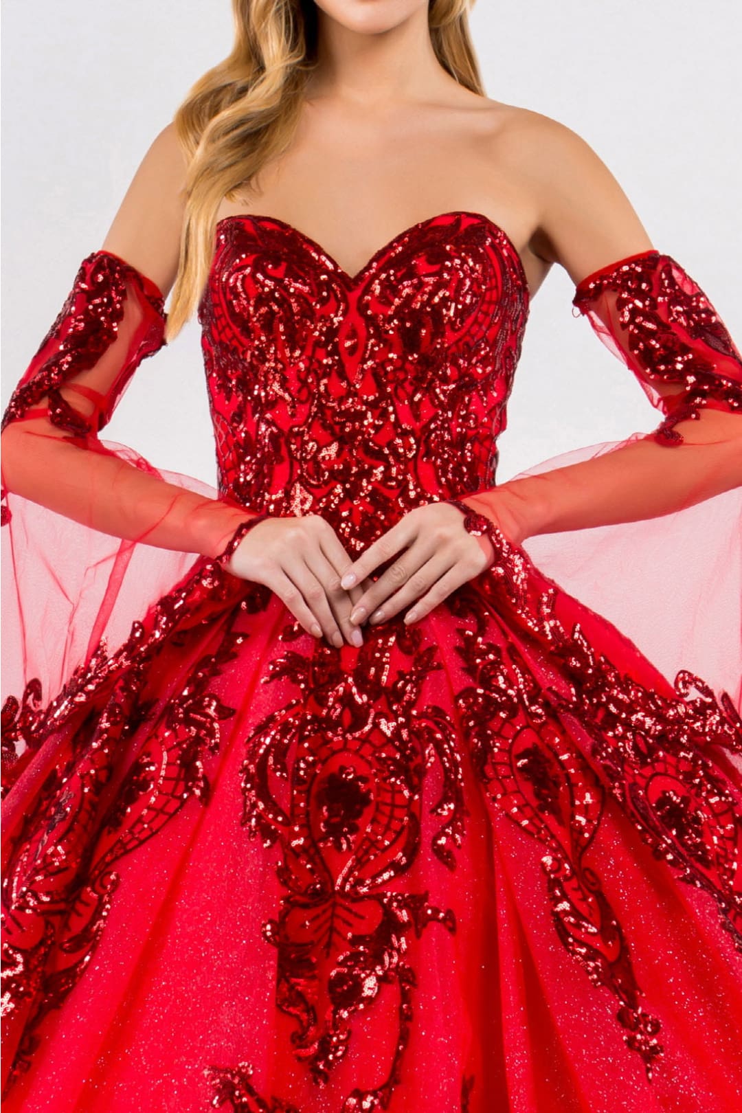 Sequin Print Strapless Ball Gown by Elizabeth K GL1914 - Quinceanera Dresses
