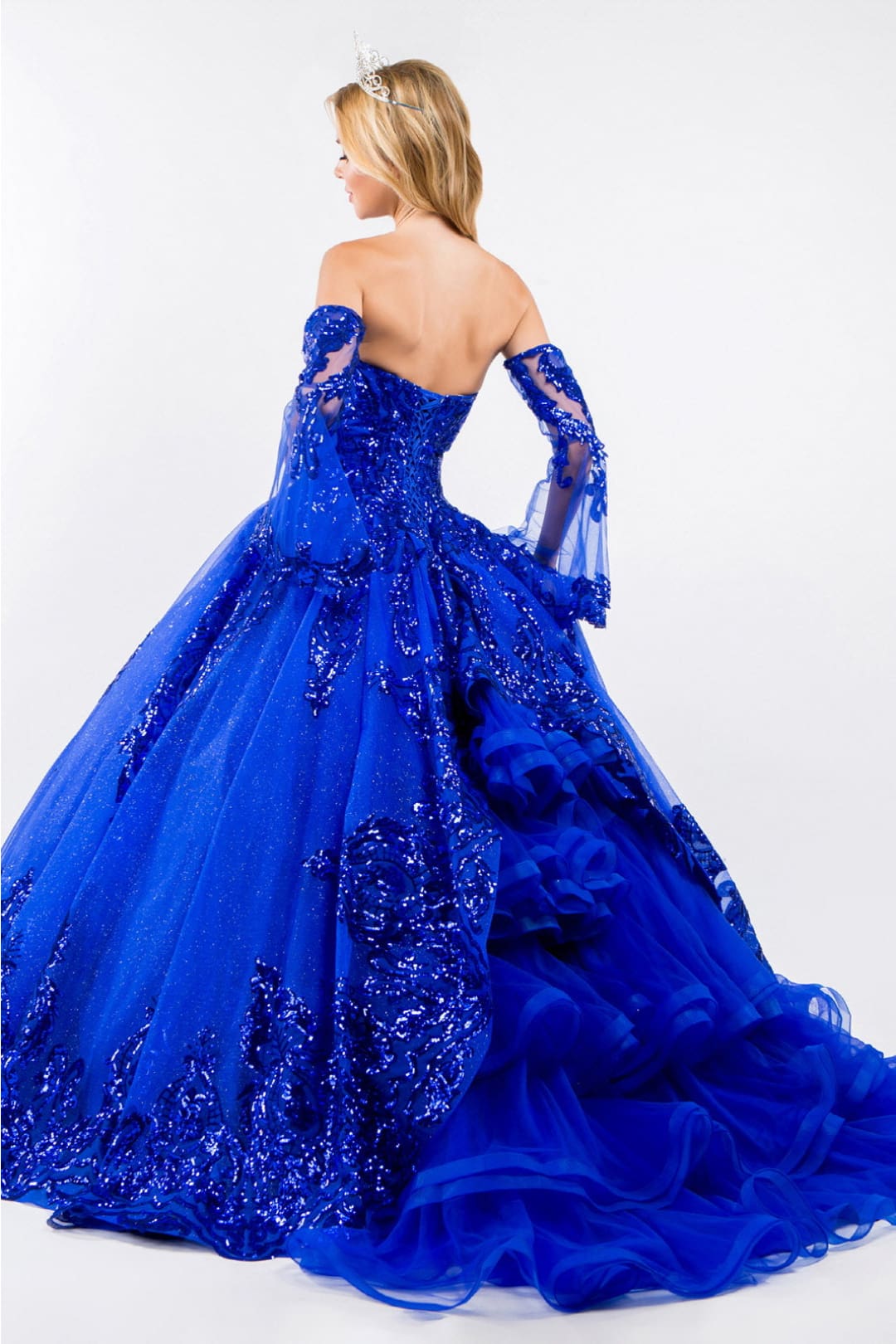 Sequin Print Strapless Ball Gown by Elizabeth K GL1914 - Quinceanera Dresses