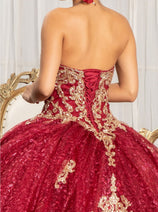 Sequin Print Strapless Ball Gown by Elizabeth K GL1987