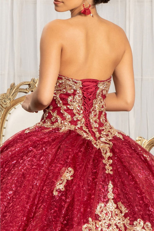 Sequin Print Strapless Ball Gown by Elizabeth K GL1987 - Quinceanera Dresses