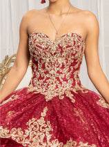 Sequin Print Strapless Ball Gown by Elizabeth K GL1987