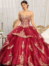 Sequin Print Strapless Ball Gown by Elizabeth K GL1987
