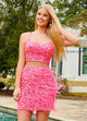 Rachel Allan 40187 Sequin Short 2-Piece Feather Dress