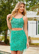 Rachel Allan 40187 Sequin Short 2-Piece Feather Dress