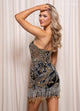 Rachel Allan 40510 Sequin Short Strapless Fringe Dress
