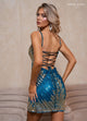Rachel Allan 40515 Sequin Short V-Neck Slit Dress