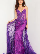 Sequin Sleeveless Overskirt Gown by Jovani 23530