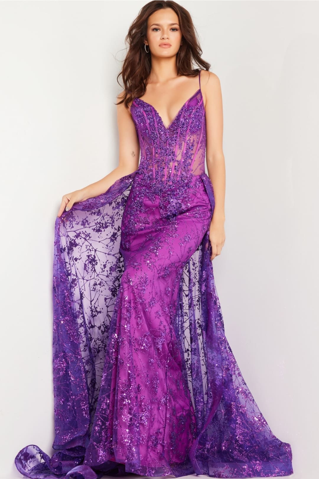 Sequin Sleeveless Overskirt Gown by Jovani 23530 - Long Formal Dresses