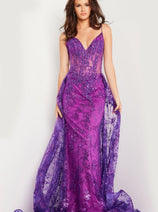 Sequin Sleeveless Overskirt Gown by Jovani 23530