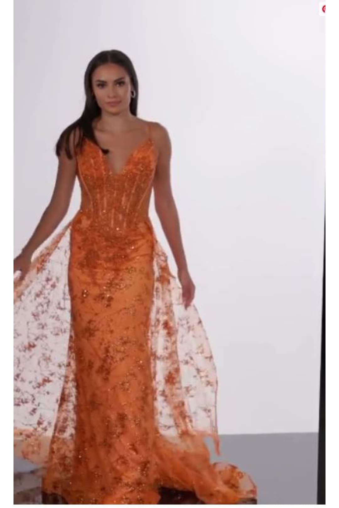 Sequin Sleeveless Overskirt Gown by Jovani 23530 - 00 / Orange - Long Formal Dresses