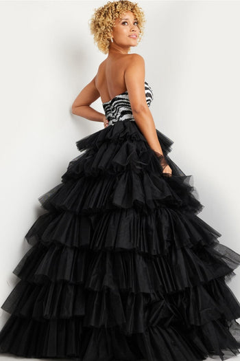 Sequin Strapless A-line Tiered Gown by Jovani 38360 - Long Formal Dresses