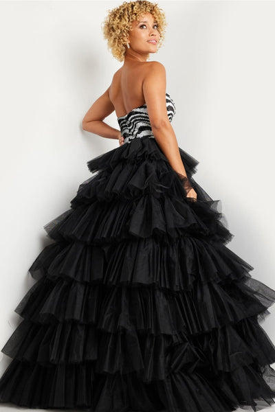 Sequin Strapless A-line Tiered Gown by Jovani 38360 - Long Formal Dresses