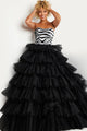 Sequin Strapless A-line Tiered Gown by Jovani 38360 - 00 / Black/White - Long Formal Dresses