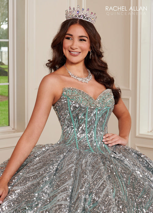 Rachel Allan RQ3121 Sequin Tulle Strapless Quinceanera Dress