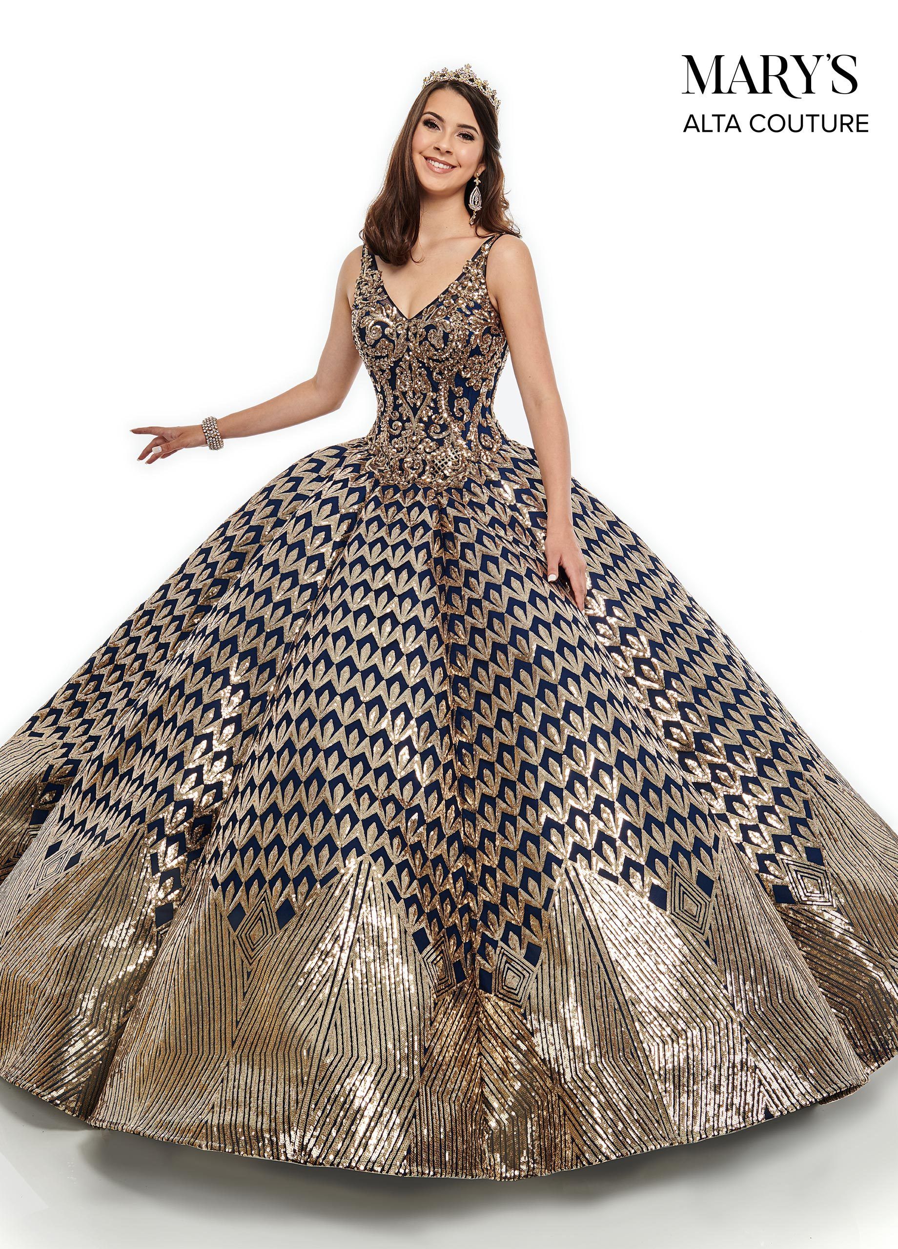 Alta Couture MQ3040 Sequin V-Neck Quinceanera Dress