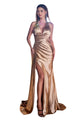 Sexy Halter Neck Satin Formal Dress 2025 Stunning Evening Gown - GOLD / XS - Dress