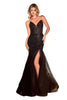 Sexy Strapless Beaded Bustier Long Prom Dress 2025 Formal Evening Gown - BLACK / 2 - Dress