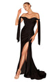 Sexy Stretchy Bow Straps Long Prom Dress 2025 Elegant Evening Gown - BLACK / 4 - Dress