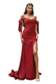 Sexy Stretchy Bow Straps Long Prom Dress 2025 Elegant Evening Gown - BURGUNDY / 4 - Dress