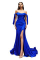 Sexy Stretchy Bow Straps Long Prom Dress 2025 Elegant Evening Gown - ROYAL / 4 - Dress