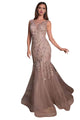 Sheath Gown 2025 Illusion Floral Applique Elegant Evening Dress - Deep Silver / 2 - Prom