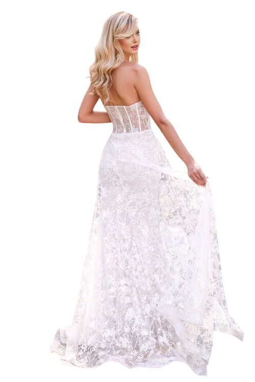 Sheer Bodice Wedding Gown 2025 Elegant Bridal Dress - Dress