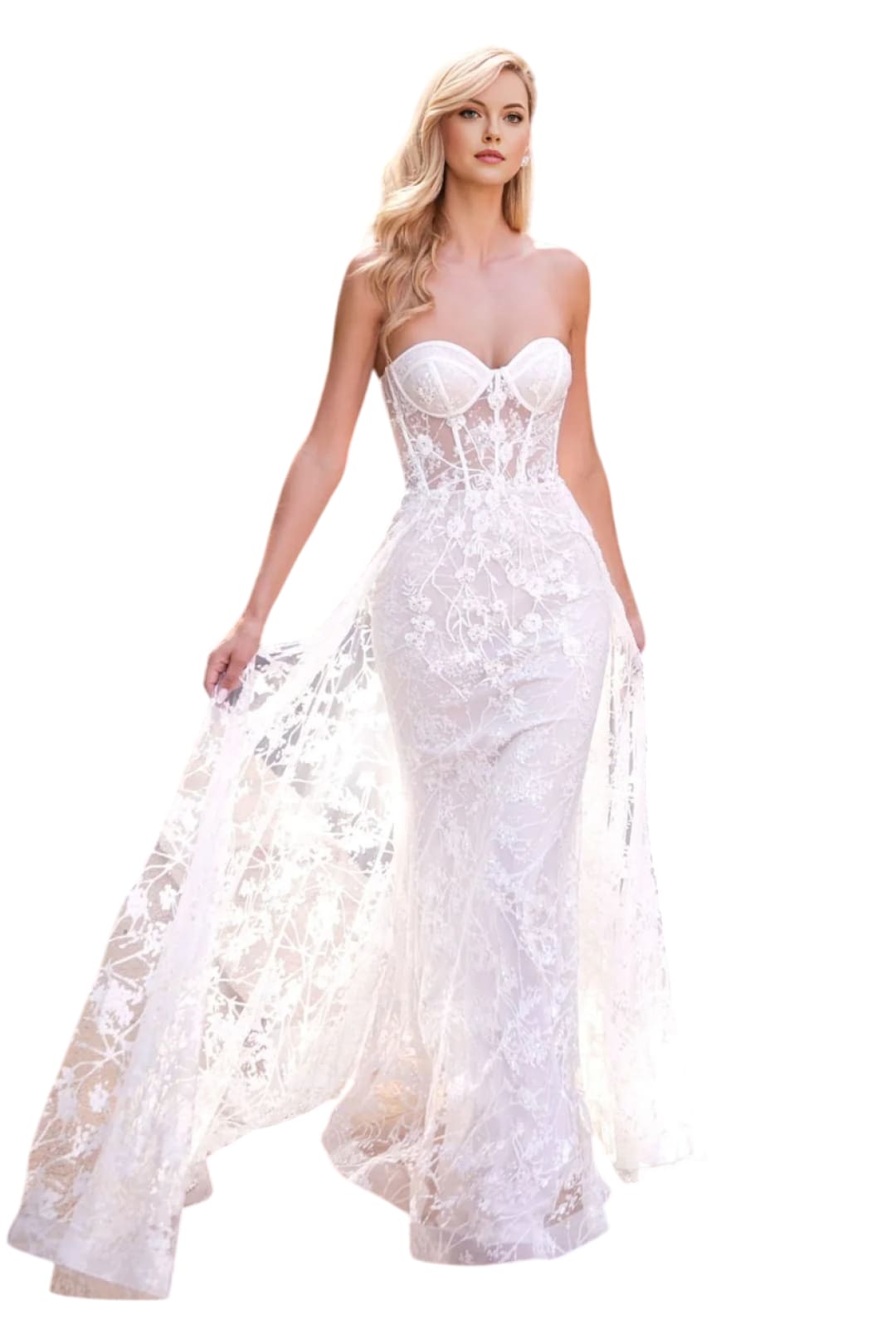 Sheer Bodice Wedding Gown 2025 Elegant Bridal Dress - OFF WHITE / 4 - Dress