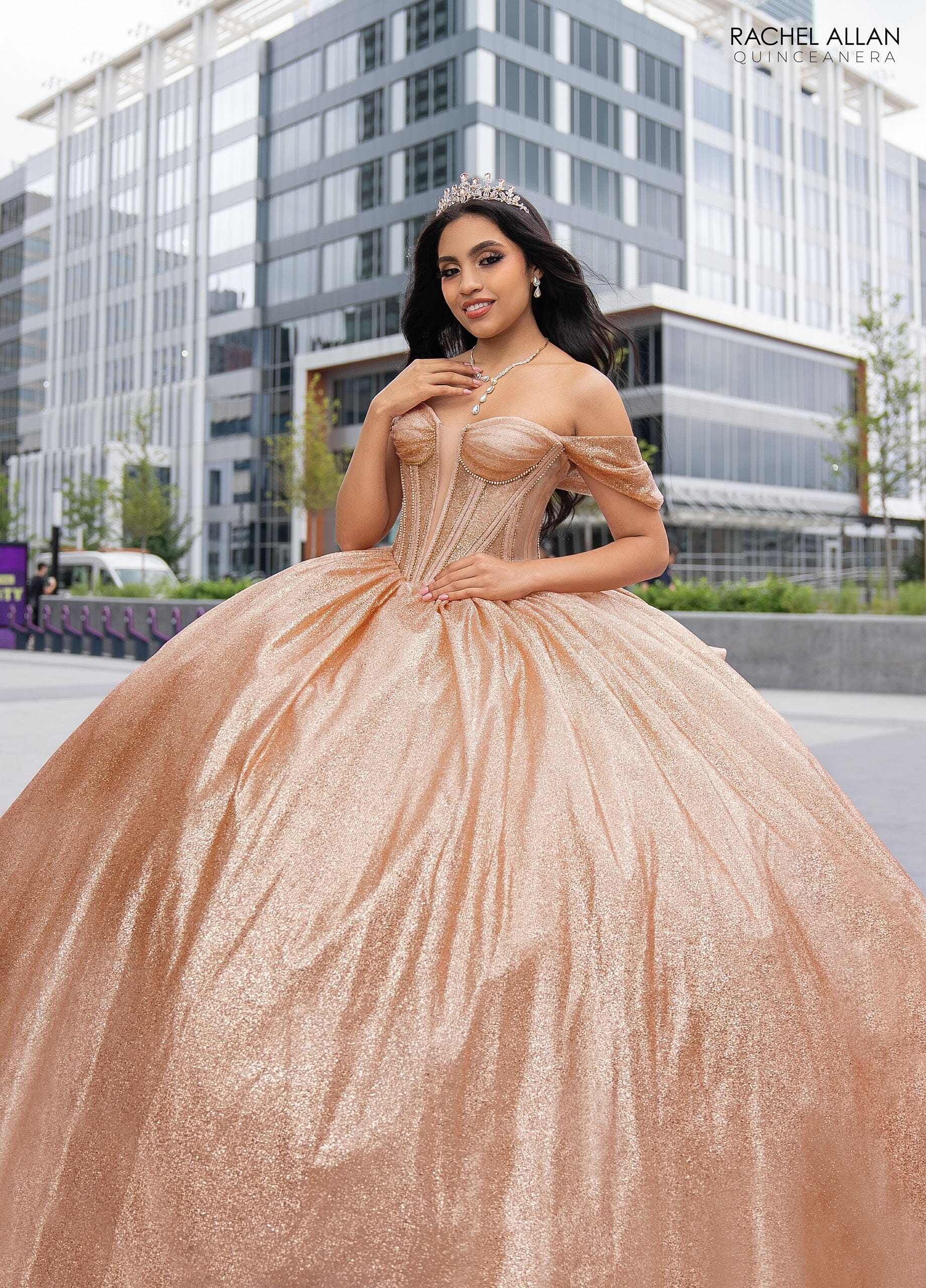 Rachel Allan RQ2183 Sheer Corset Glitter Quinceanera Dress