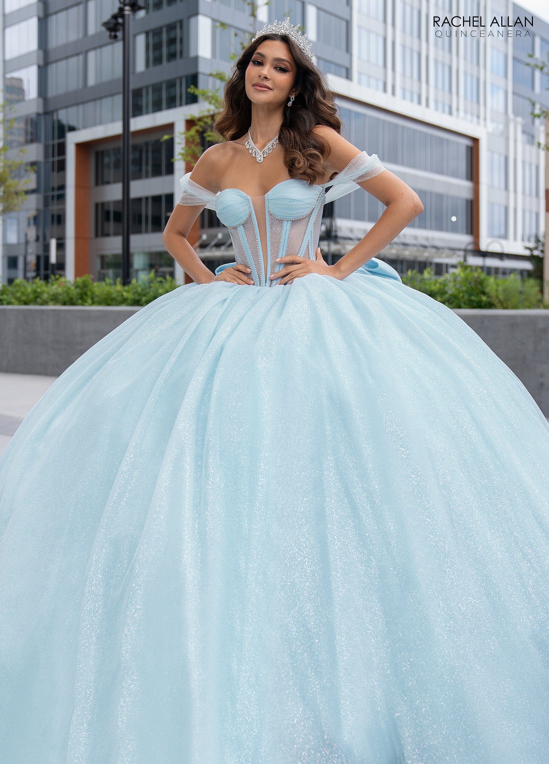 Rachel Allan RQ2183 Sheer Corset Glitter Quinceanera Dress