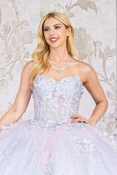 Sheer Corset Sweetheart Ball Gown by Bella Princess PQ1022