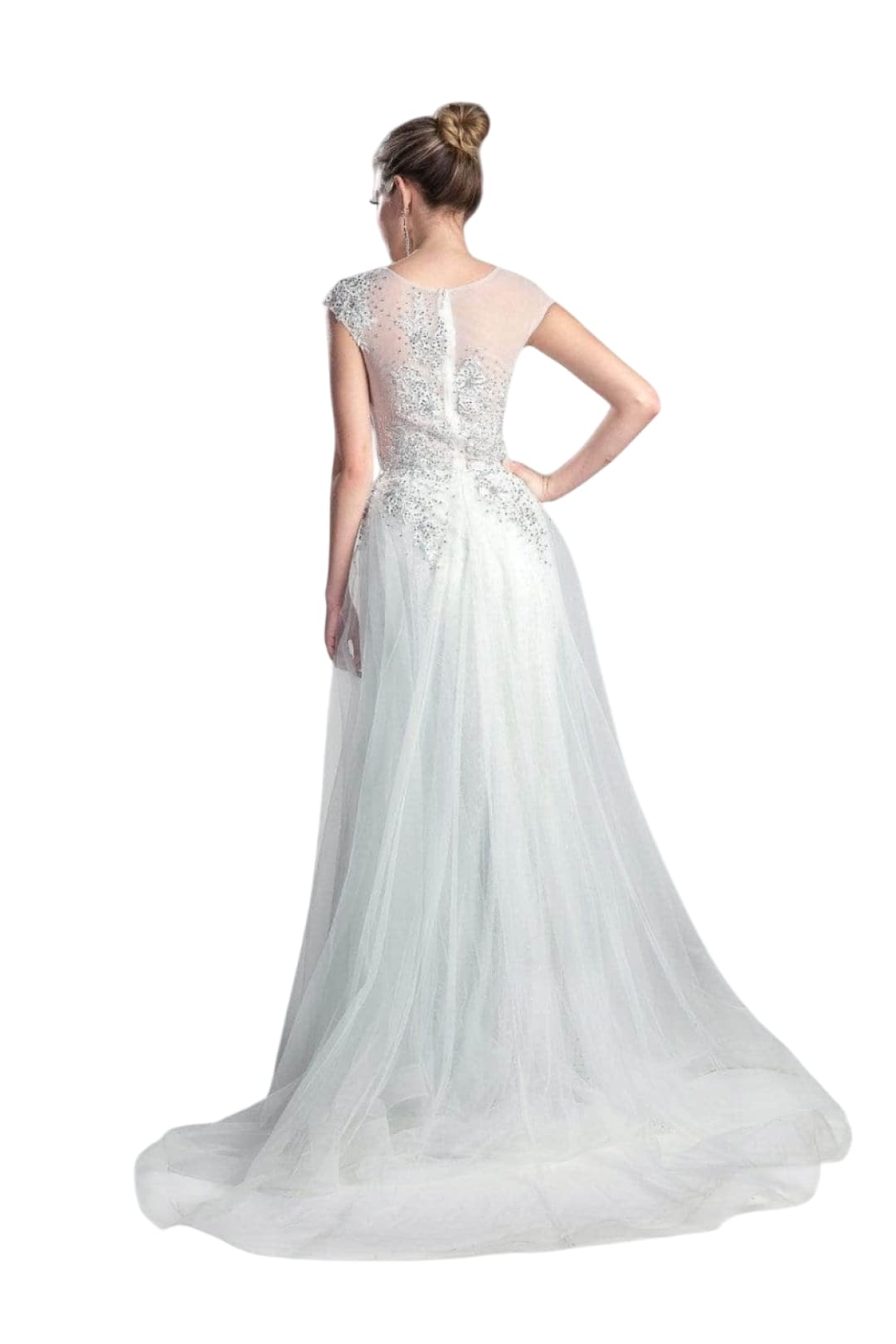 Sheer Scoop Beaded Tulle Evening Gown 2025 Elegant Formal Dress - Ice Silver / 2 - Prom