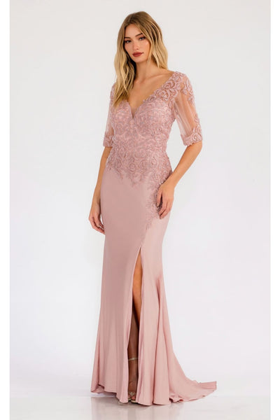 Sheer Short Sleeve Evening Gown Juliet JTM15L - Dress
