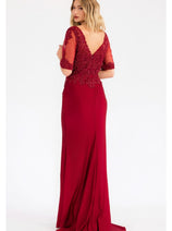 Sheer Short Sleeve Evening  Gown Juliet JTM15L