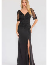 Sheer Short Sleeve Evening  Gown Juliet JTM15L