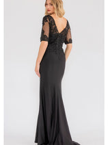 Sheer Short Sleeve Evening  Gown Juliet JTM15L