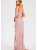 Sheer Short Sleeve Evening  Gown Juliet JTM15L
