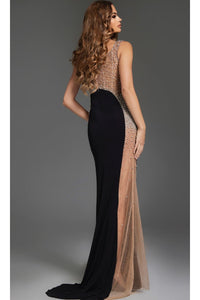 Sheer-Side Long Formal Dress: Jovani 38307 - Prom