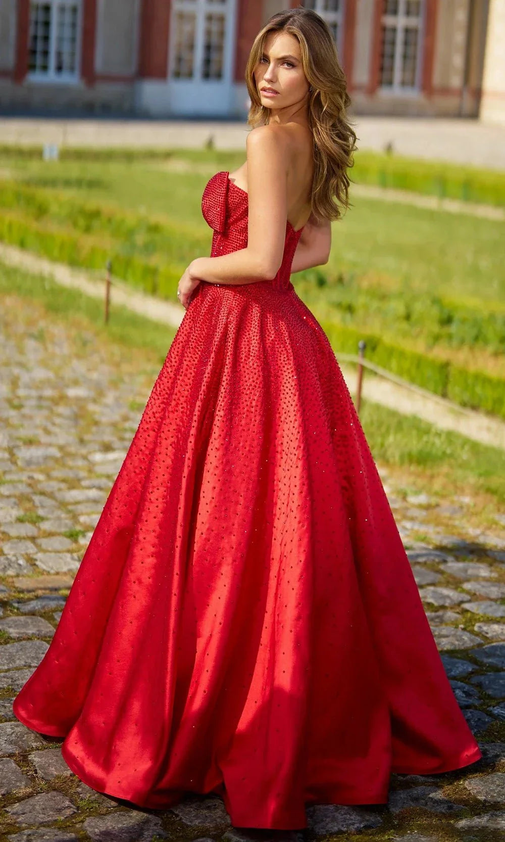 Sherri Hill 56900 - Beaded Strapless Evening Gown with Bow