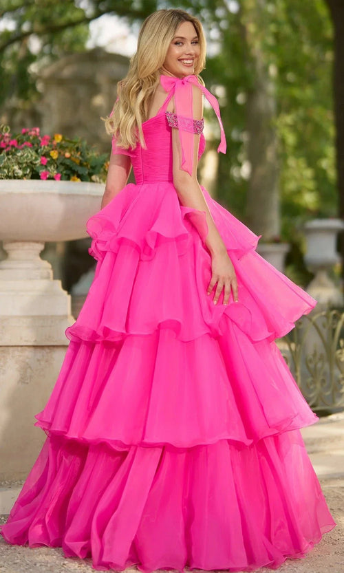 Sherri Hill 56927 - Layered Ballgown with Beaded Sleeves