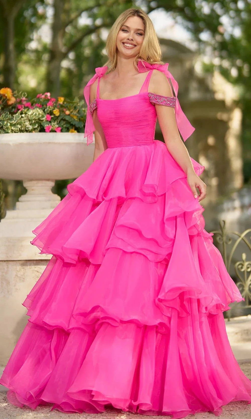 Sherri Hill 56927 - Layered Ballgown with Beaded Sleeves Special Occasion Dress