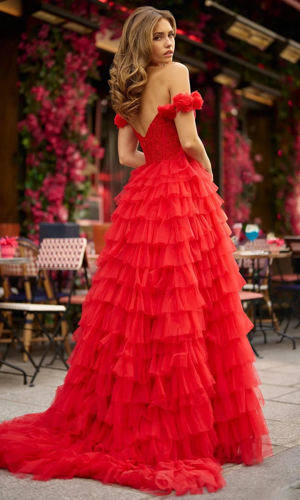 Sherri Hill 56968 - Ruffled Off Shoulder Ballgown