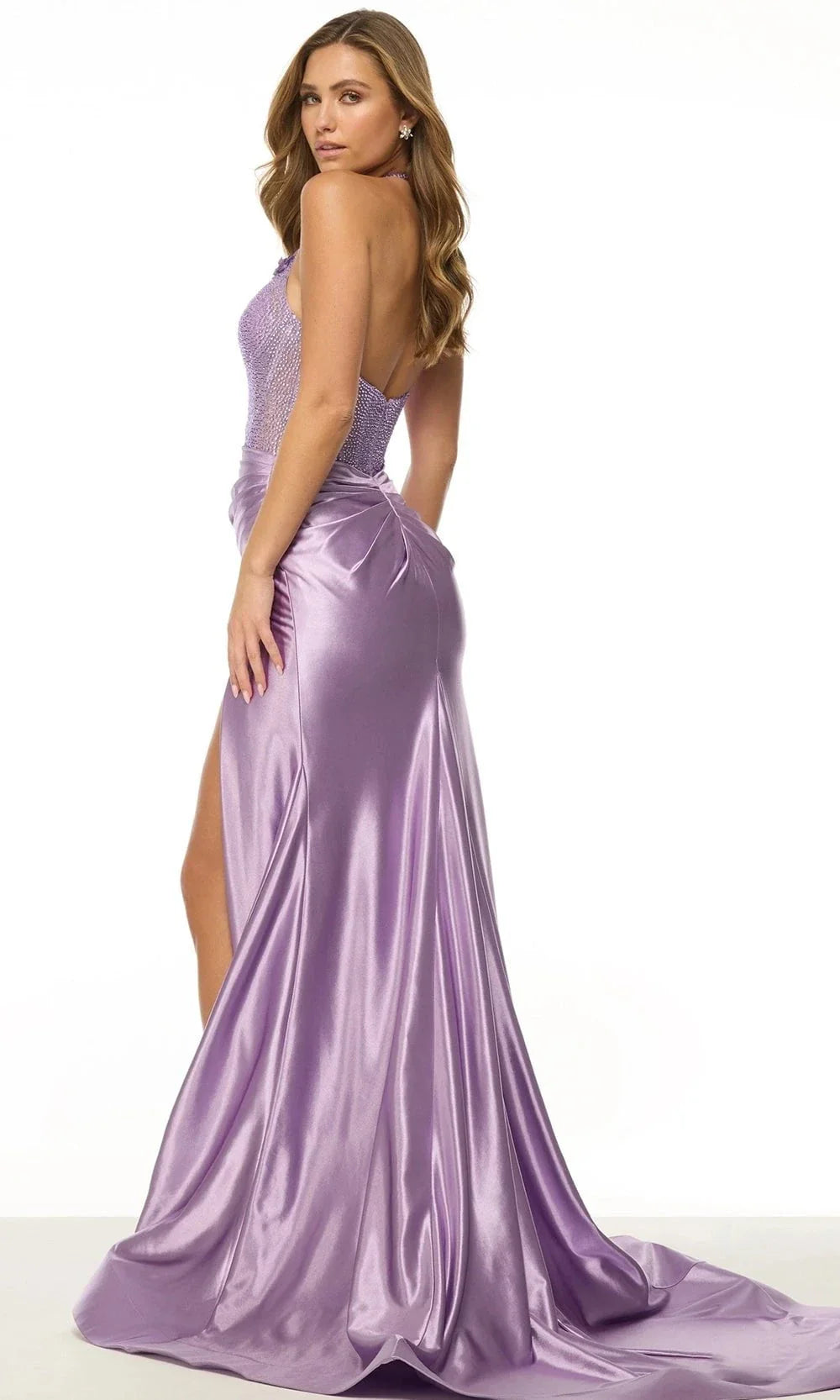 Sherri Hill 57085 - Plunging Halter Satin Sheath Gown