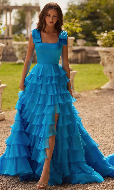 Sherri Hill 57215 - Tiered Ruffle A-Line Gown with Bow Straps Special Occasion Dress