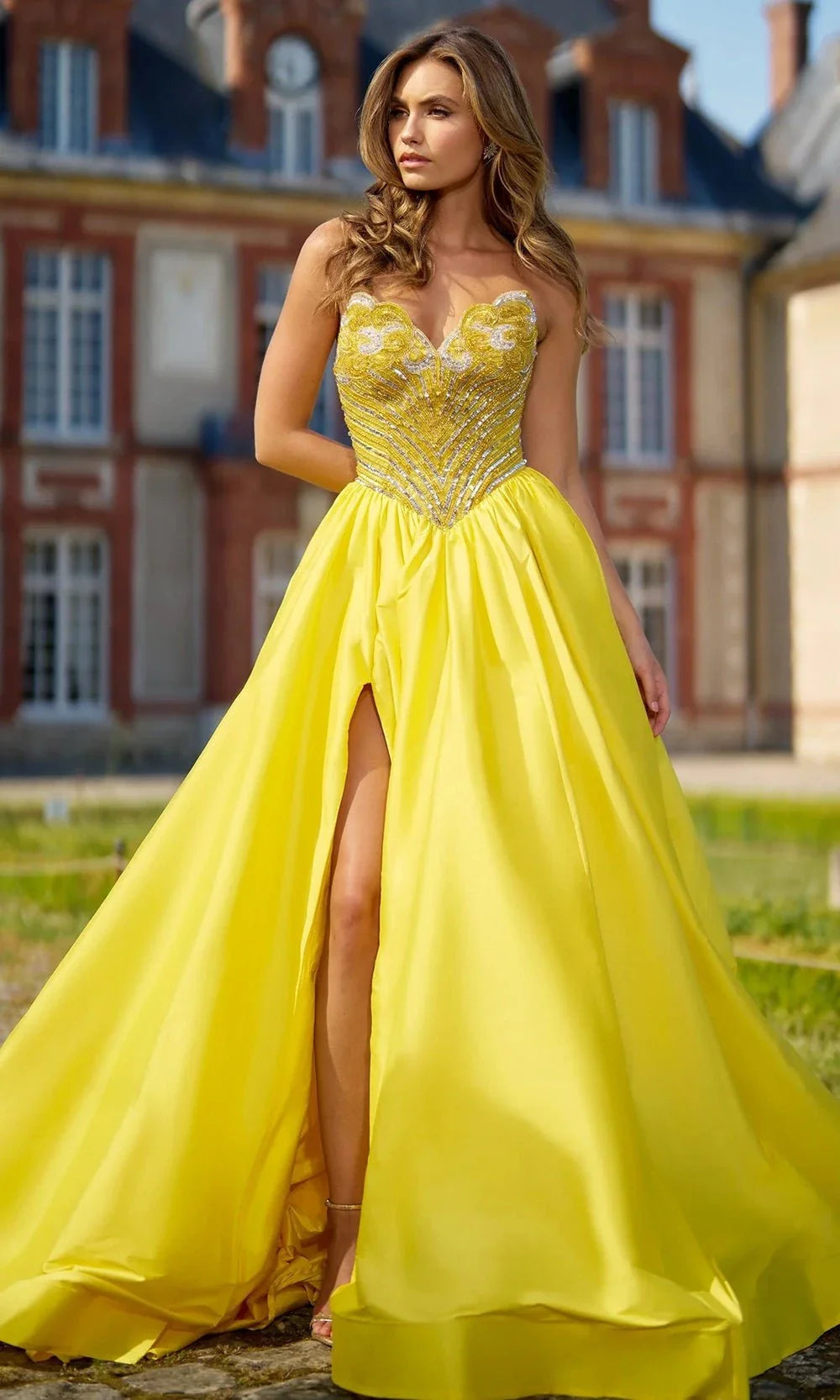 Sherri Hill 67019 Beaded Sweetheart Ballgown with Slit