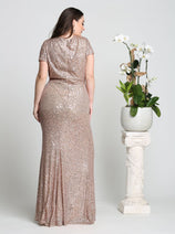 Sequin Formal Gown Shimmering Long V-Neck Evening Dress & Plus Size
