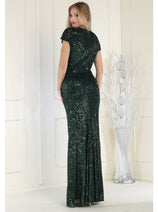 Sequin Formal Gown Shimmering Long V-Neck Evening Dress & Plus Size